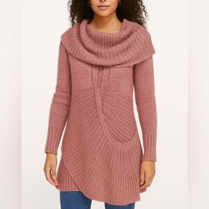 Berretti Pink Lagenlook Alpaca Blend Cowl Neck Tunic Sweater Made in Italy Small